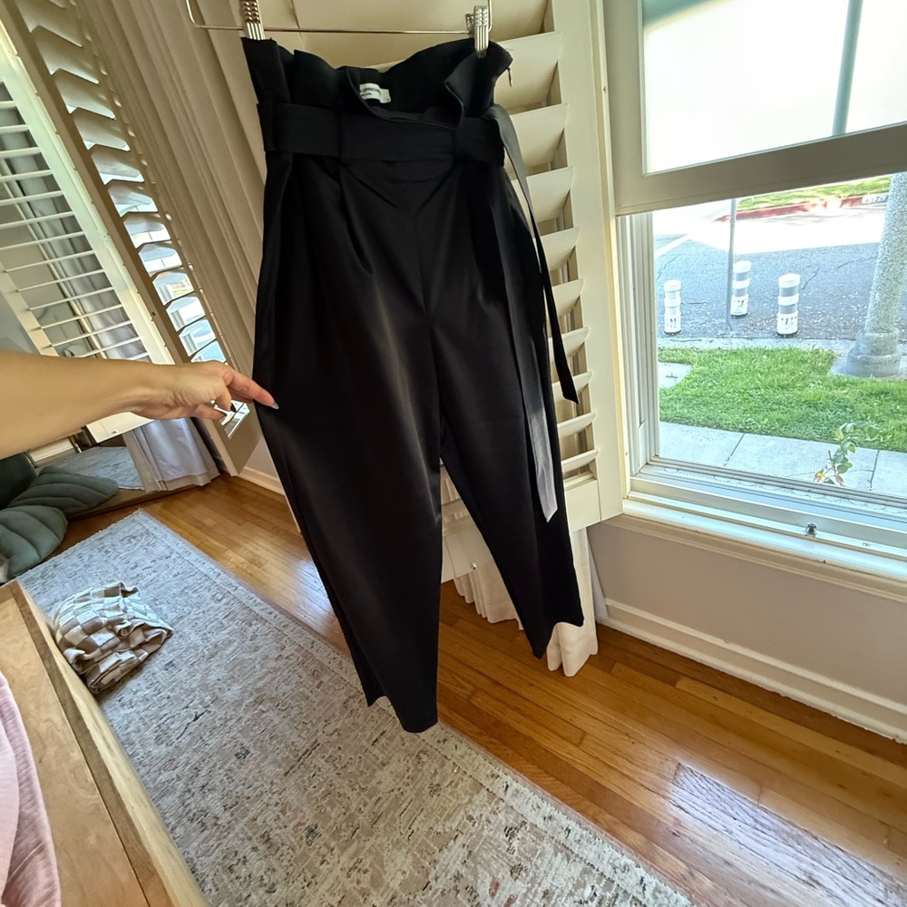 Amanda Uprichard Paper Bag Waist Satin Pants